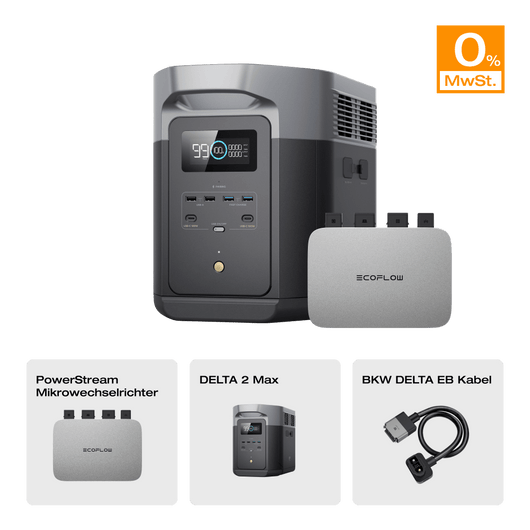 EcoFlow DELTA 2 Max Tragbare Powerstation 0% MwSt. (Nur Deutschland) DELTA 2 Max + PowerStream 800W