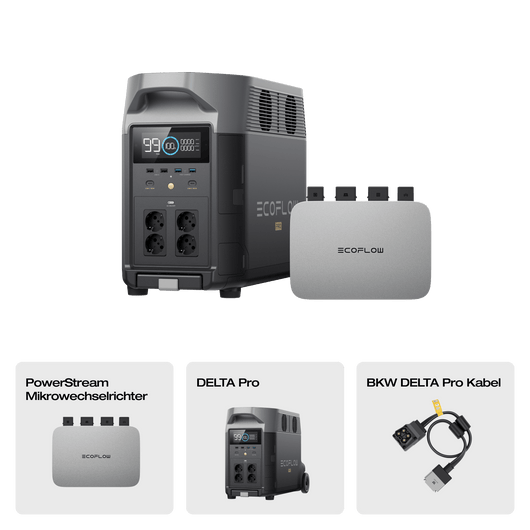 EcoFlow DELTA Pro DELTA Pro + PowerStream 800W mit Batteriekabel