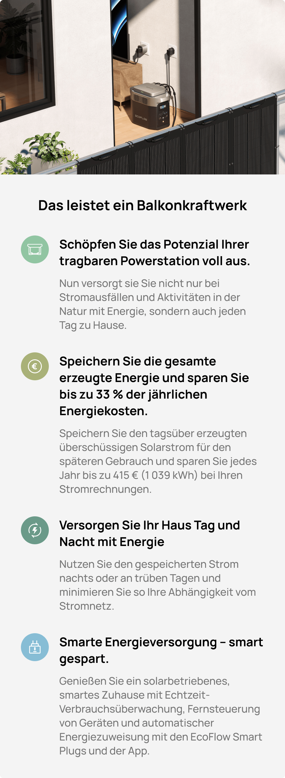 Perfekt abgestimmt auf das EcoFlow PowerStream Balkonkraftwerk